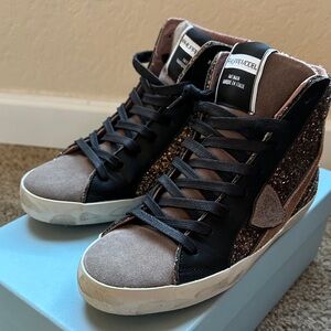 Philippe Model Black and Brown Glitter High-Tops